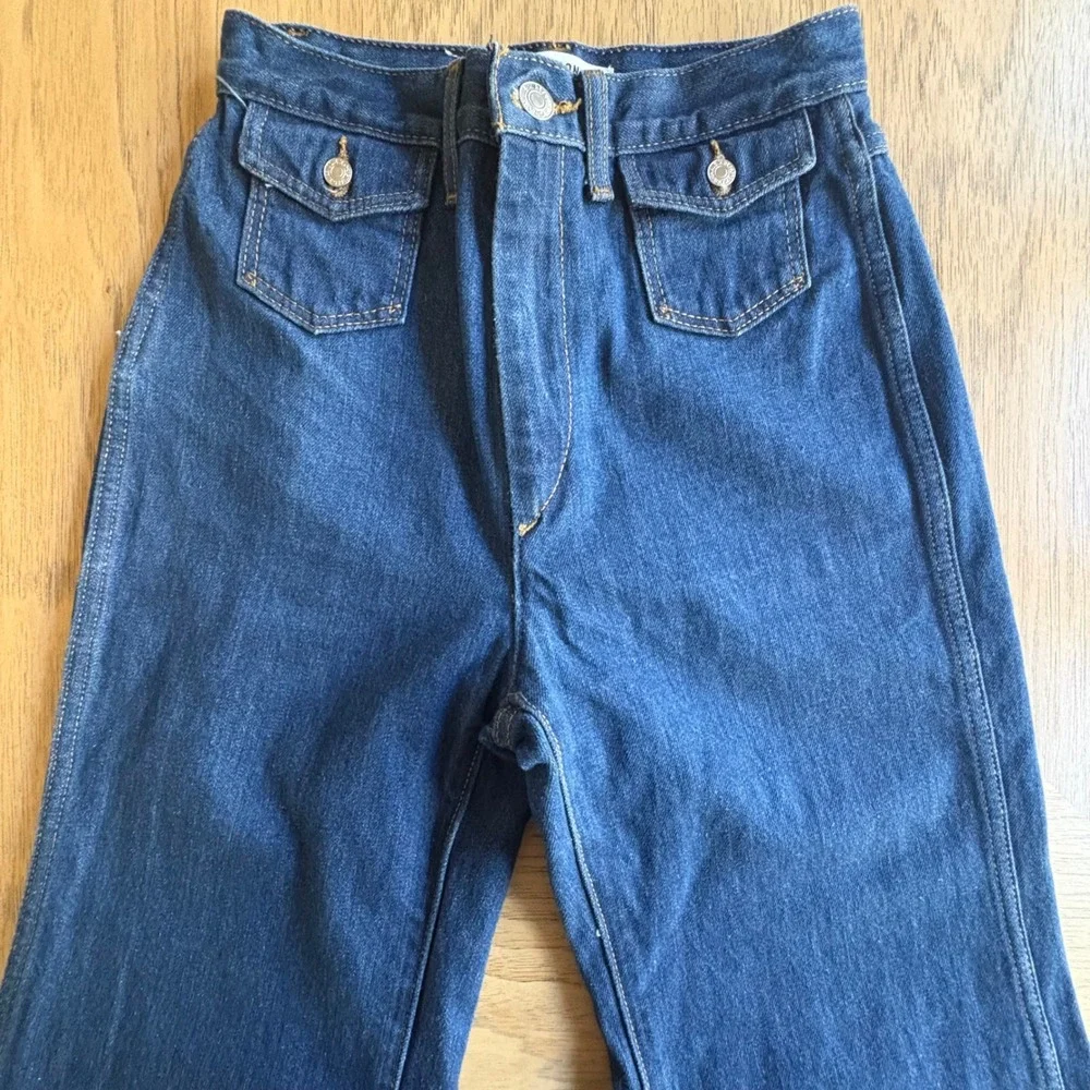 $315 RE/DONE True Rinse High Rise Wide Leg Jeans Blue Denim Women's Size 24 X 32